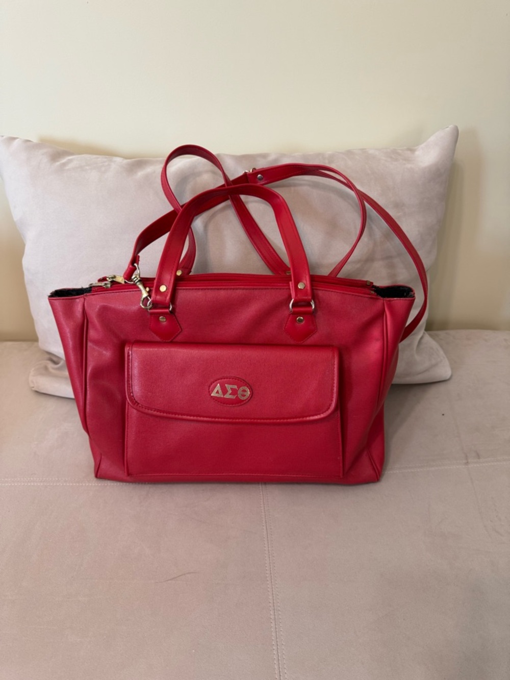 Delta Sigma Theta, Inc. Faux Leather Tote Bag